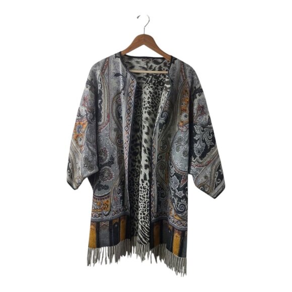 J. McLaughlin Gia Reversible Open Front Wool Poncho M/L - Picture 1 of 8